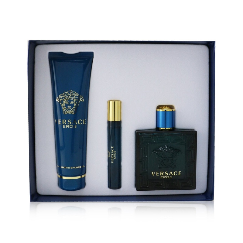 Versace Eros Coffret: Eau De Toilette Spray 100ml/3.4oz + Eau De Toilette Spray 10ml/0.3oz + Shower Gel 150ml/5oz  3pcs