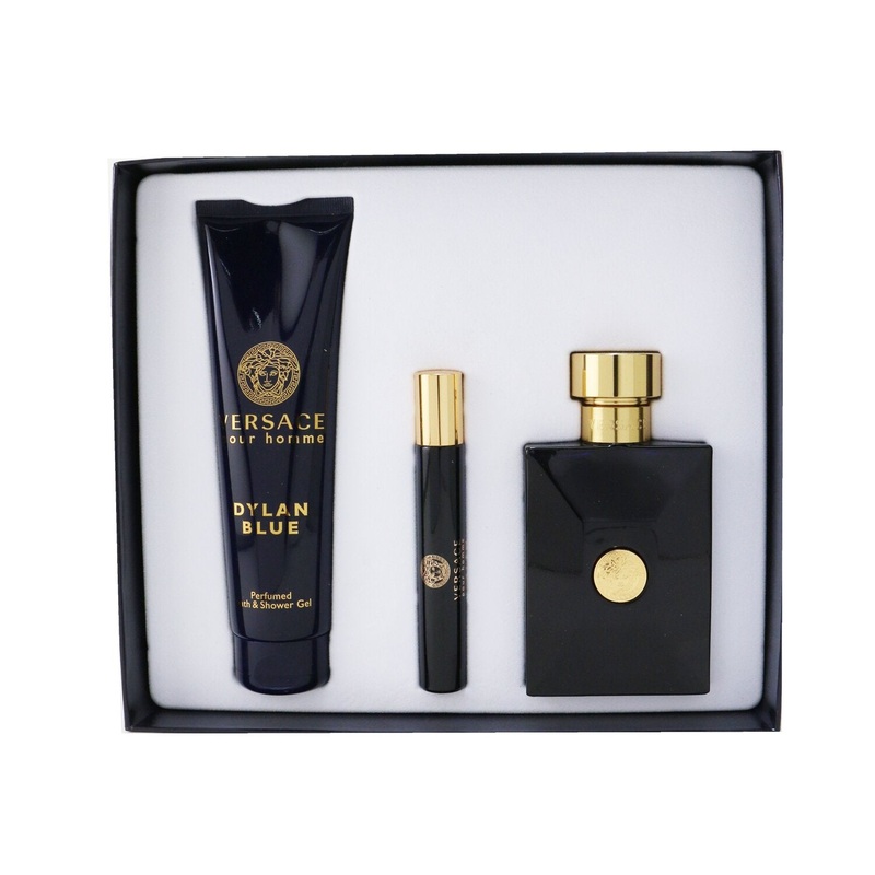 Versace Dylan Blue Coffret: Eau De Toillete Spray 100ml/3.4oz + Eau De Toillete Spray 10ml/0.3ozl + Bath&Shower Gel 150ml/5oz  3pcs