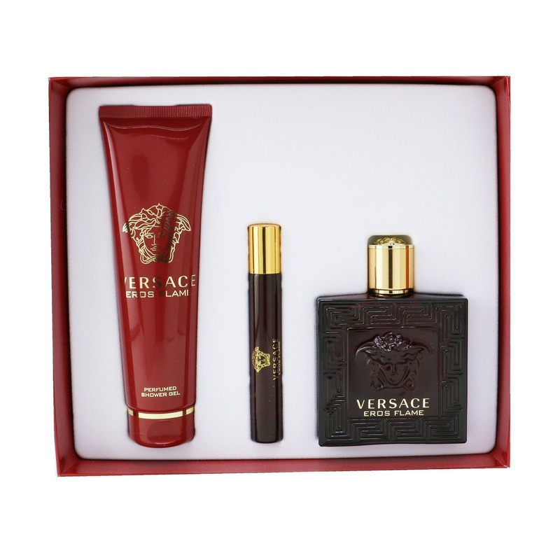 Versace Eros Flame Coffret: Eau De Parfum Spray 100ml/3.4oz + Eau De Parfum Spray 10ml/0.3oz + Shower Gel 150m/5oz  3pcs