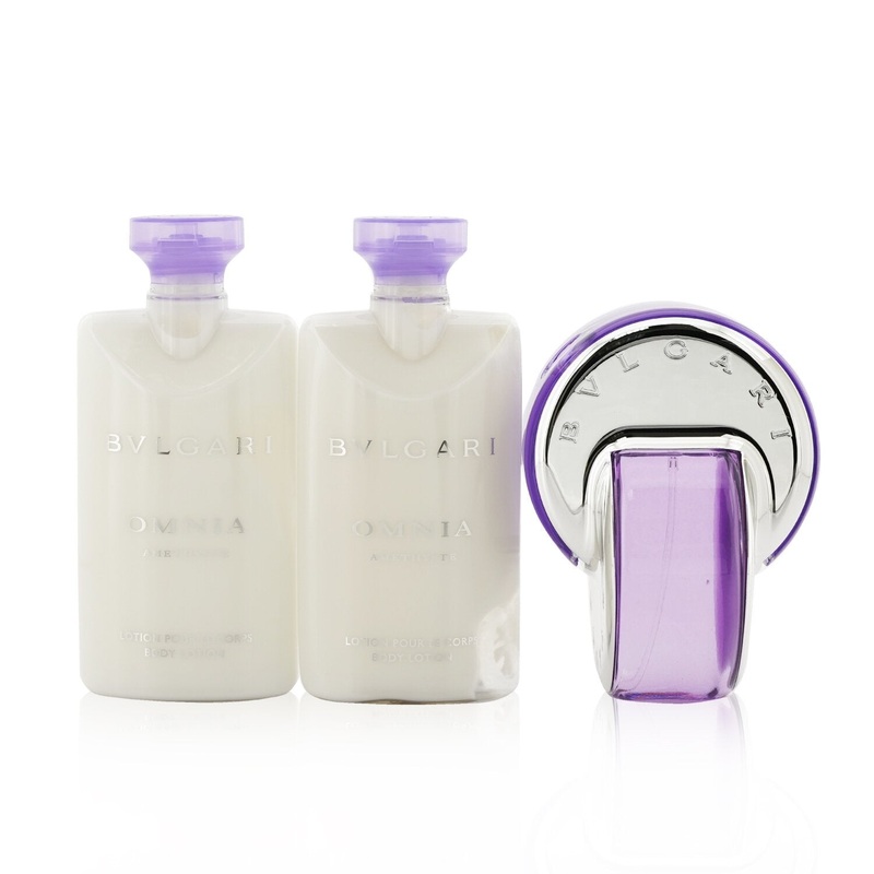 Bvlgari Omnia Amethyste Coffret: Eau De Toilette Spray 65ml/2.2oz + 2xBody Lotion 75ml/2.5oz + Pouch  3pcs+Pouch