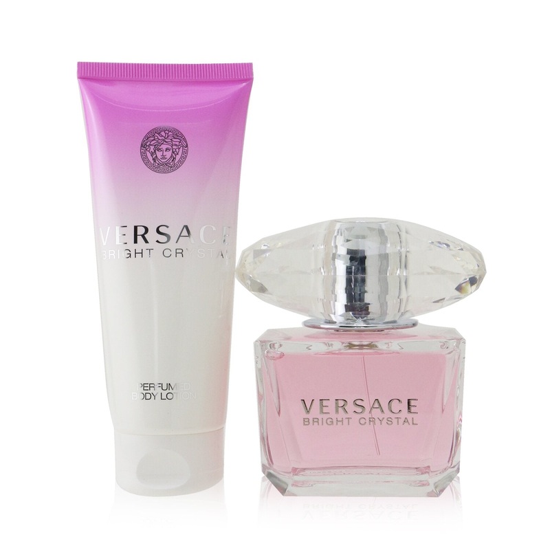 Versace Bright Crystal Coffret: Eau De Toilette Spray 90ml/3oz + Perfumed Body Lotion 100ml/3.4oz  2pcs
