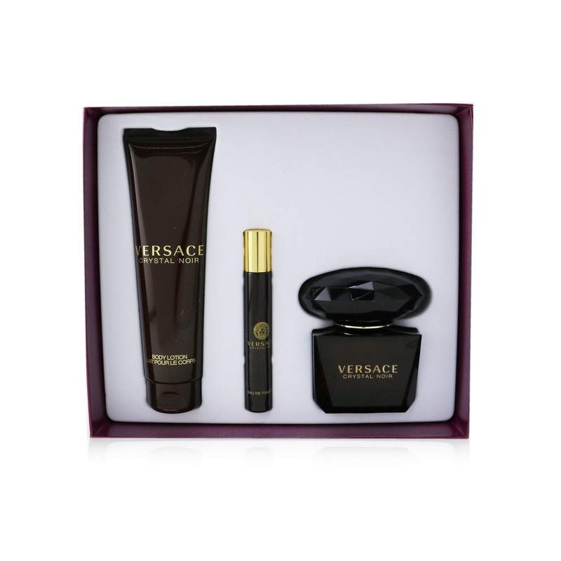 Versace Crystal Noir Coffret: Eau De Toilette Spray 90ml/3oz + Body Lotion 150ml/5oz + EDT Travel Spray 10ml/0.3oz  3pcs