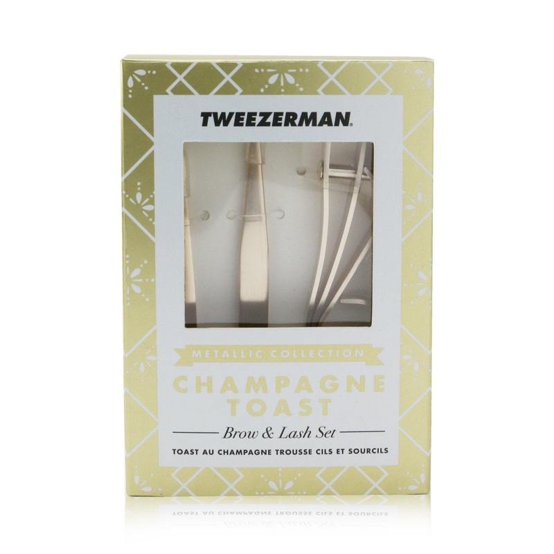 Tweezerman Champagne Toast Brow & Lash Set (Metallic Collection)  3pcs