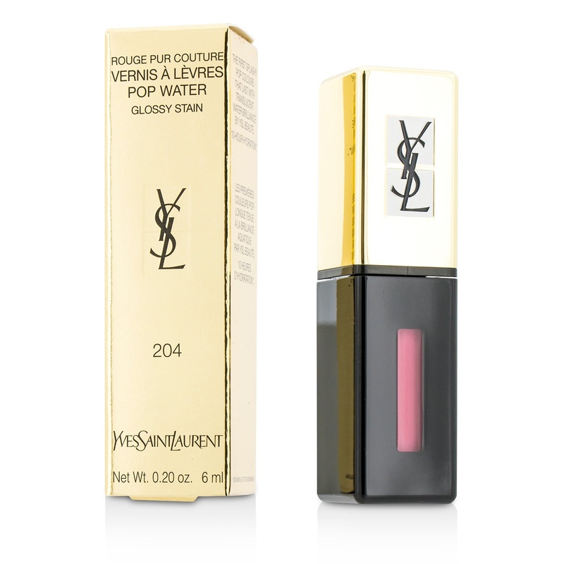 Yves Saint Laurent Rouge Pur Couture Vernis A Levres Pop Water Glossy Stain - #204 Onde Rose  6ml/0.2oz