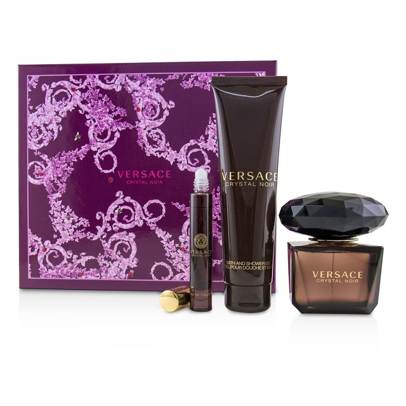Versace Crystal Noir Coffret: Eau De Toilette Spray 90ml/3oz + Bath & Shower Gel 150ml/5oz + Eau De Toilette Roller Ball 10ml/0.3oz  3pcs